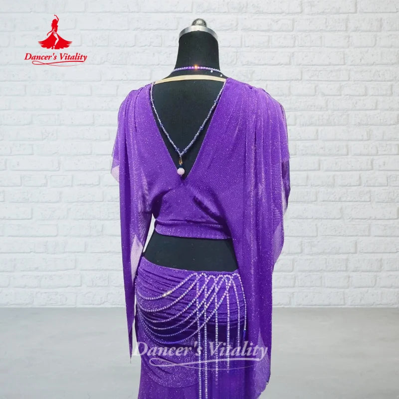 BellyDance Suit Women Customized Sexy V-neck Top+FishTail Long Skirt 2pcs Oriental Dance Competition Clothing Dance's Vitality
