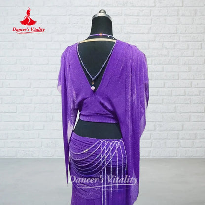 BellyDance Suit Women Customized Sexy V-neck Top+FishTail Long Skirt 2pcs Oriental Dance Competition Clothing Dance's Vitality