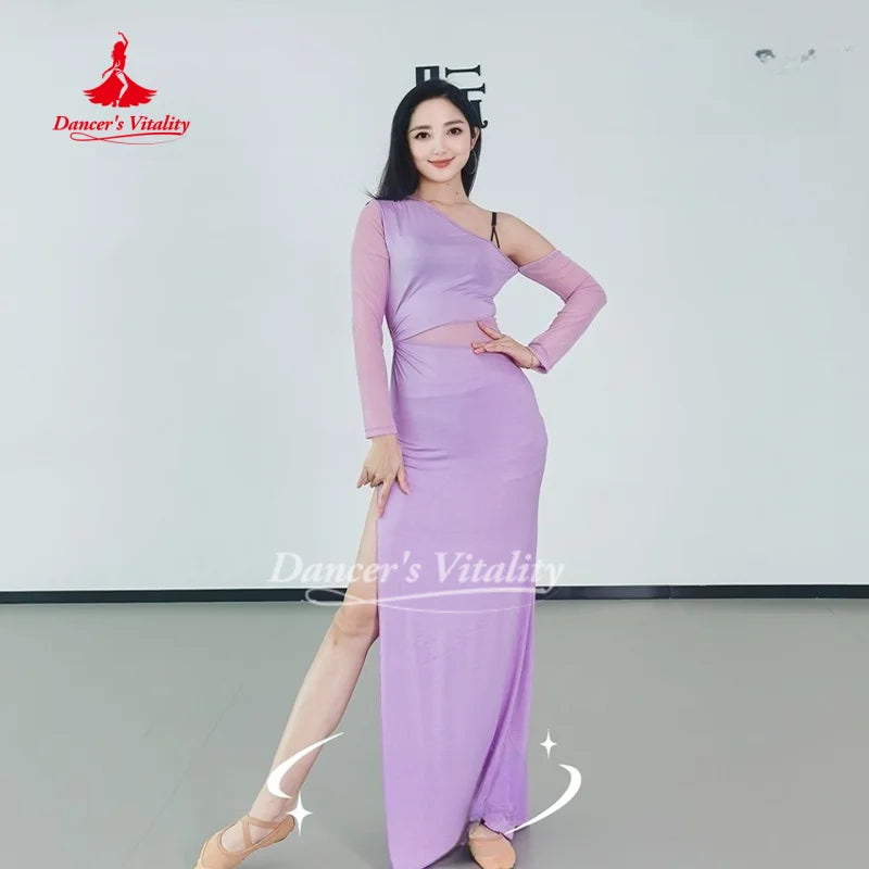 Belly Dancer Costume Women's Sexy Slimming Slant Shoulder Dress Adult Oriental Belly Dancing Practice Dresses Dancer's Vitality