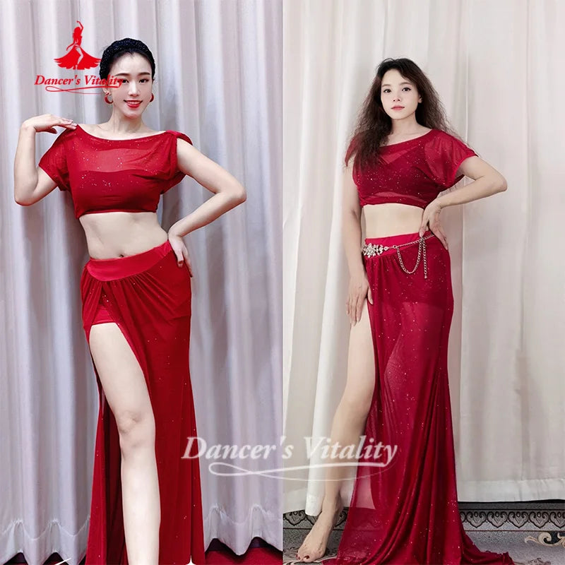 Belly Dance Practice Clothes Comfortable and Breathable Mesh Set for Adult Women's Oriental Dance Clothing Dancer's Vitality