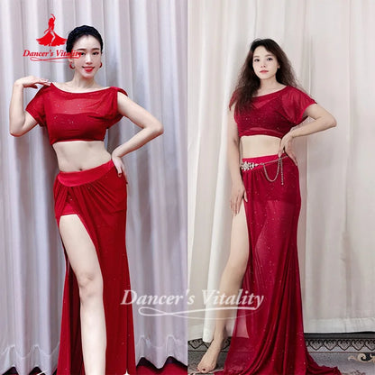 Belly Dance Practice Clothes Comfortable and Breathable Mesh Set for Adult Women's Oriental Dance Clothing Dancer's Vitality