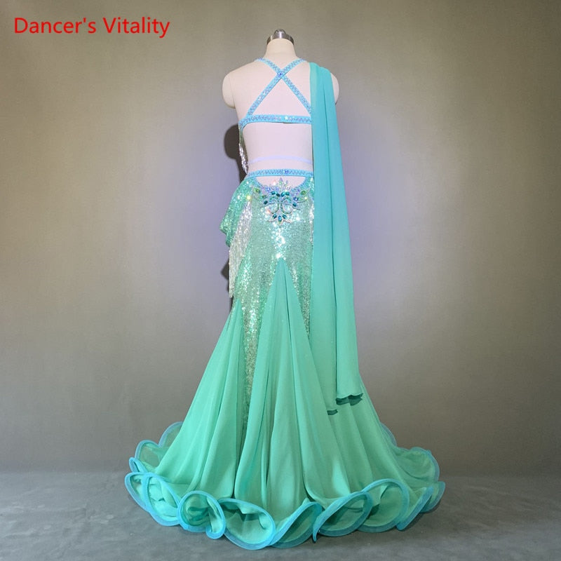 Belly Dance Custom Performance Clothes Female Child Temperament Bra Set Woman High Waist Big Swing Skirt Competition Clothing