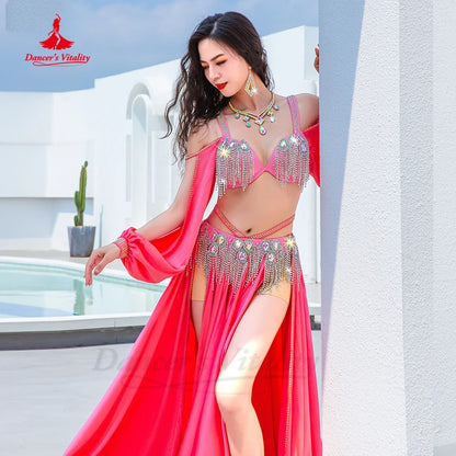 Belly Dance Costume Suit for Women Customsized Senior Bra Top+split Long Skirt 2pcs Female Children Oriental Dance Clothing