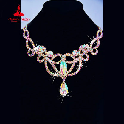 Modern Dancing Performance Accessories Customized High-end Luxury AB Stones Necklace Belly Dance Competition Ornament