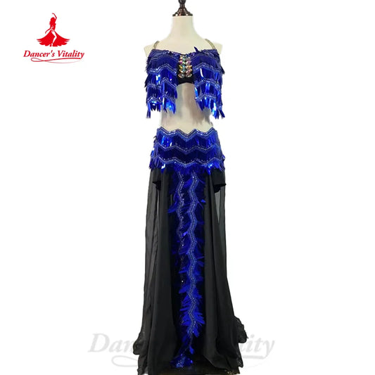 Belly Dance Clothing Women's Customized Senior AB Stones Sequins Suit Oriental Belly Dancing Professional Performance Outfit