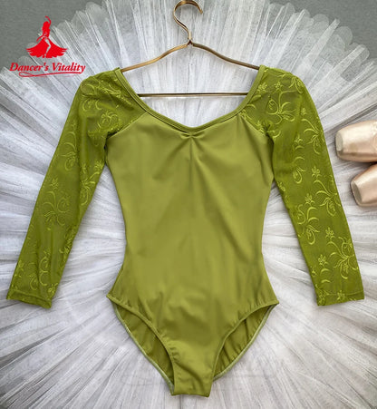 Ballet Dance Leotard for Female Adults Long Sleeved Ballet Bodysuit Gymnastics Yoga Art Examination One-piece Girl's Ballet Suit