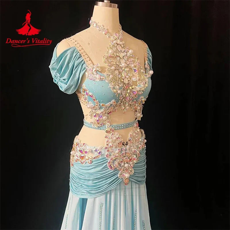 Belly Dance Competition Costume Set for Women Customsized Senior AB Stones Performance Professional Costume Bellydance Outfit