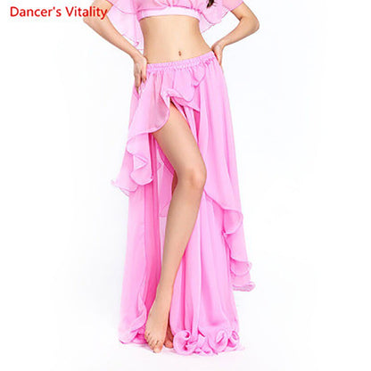 Professional Competition Sexy Chiffon For Women Belly Dance Skirt Maxi Costume Dancer Dress11 Color; Free Shipping