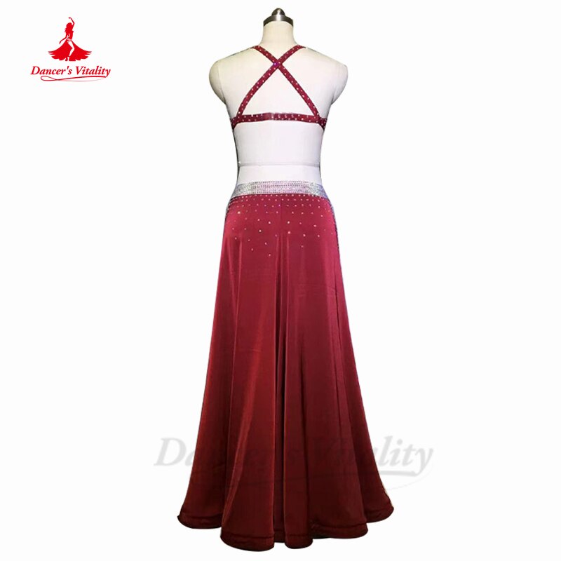 Belly Dance Clothing Performance Clothing Hanf Made Full Stones Bra+split Long Skirt 2pcs Customization Child Adult Dance Outfit