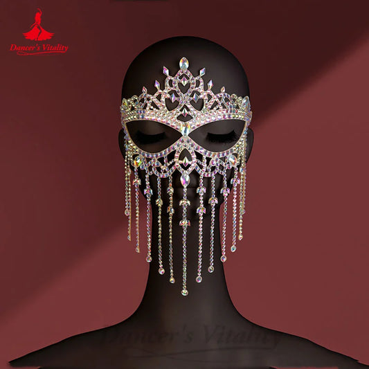 Belly Dance Tassel Face Curtain Exotic Style Mask Ball Performance Mask Handmade AB Stones Original Design Face Mask