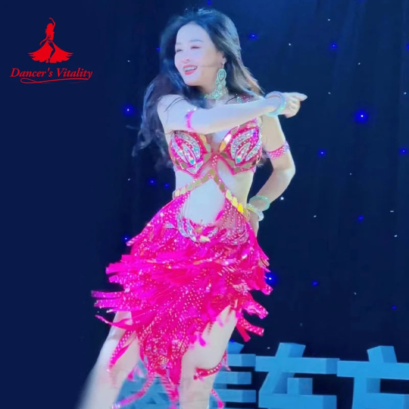 BellyDance Costume Women's Customized Senior Rhinestone Sequin Tassel Dress Oriental Dance Professional Performance Clothing