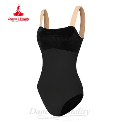 Ballet Dance Leotards Female Velvet Suspender Figure Training Suit Women Art Exam Gymnastics Yoga Bodysuit Girl's Ballet Top