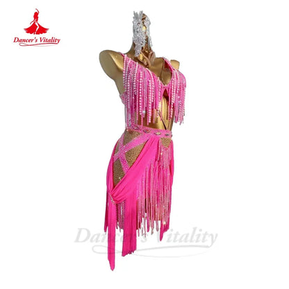 Latin Dance Performance Dress for Women Senior AB Stones Rumba Chacha Tango Competiton Clothing Skirt Adult Child Latin Dresses