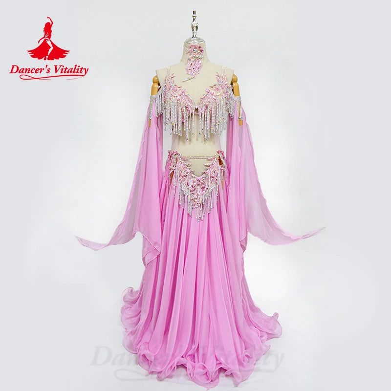 Belly Dance Performance Costume Set for Women Senior Bra+chiffon Long Skirt 2pcs Adult Children Oriental Dancing Clothing