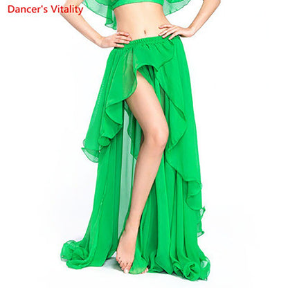 Professional Competition Sexy Chiffon For Women Belly Dance Skirt Maxi Costume Dancer Dress11 Color; Free Shipping