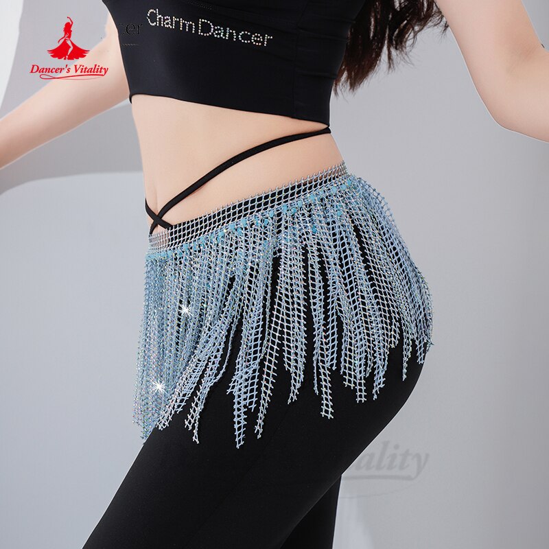 Belly Dance Dream Star River Diamond Tassel Hip Scarf Dynamic Fishing Net Hot Drill Versatile Waist Chain Bellydance Hip Scarf