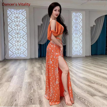 Belly Dance Performance Costume Set for Adult Children Belly Dancing Half Sleeves Top+skirt 2pcs Female  Oriental Dance Outfit