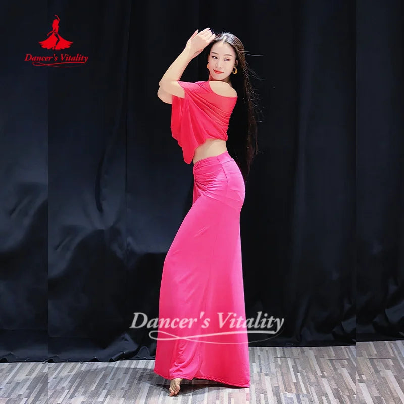 Belly Dance Practice Clothes Loose and Comfortable Top+sexy Long Skirt 2pcs Women's Oriental Dance Clothing Dancer's Vitality
