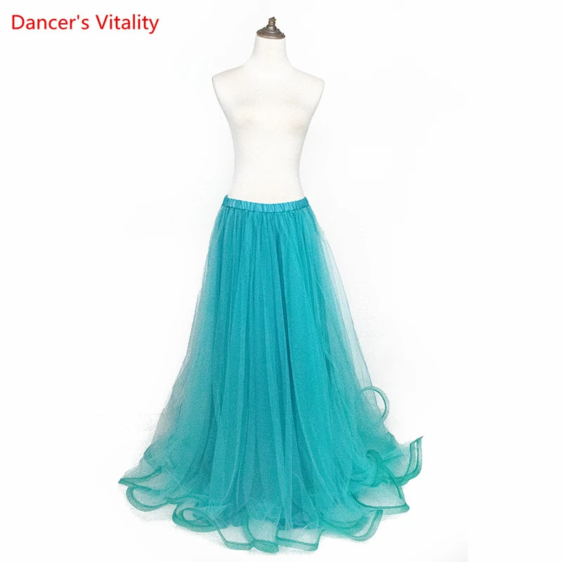 Belly Dance Skirt New Yarn Skirt Fairy Adult Children's Long Skirt Sexy Big Swing Skirt High-End Custom Balroom Dance Skirt