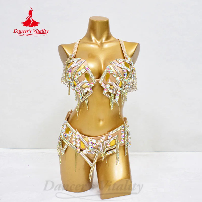 BellyDance Performance Costume Advanced Luxury Rhinestone Set Adult Children Oriental Dance Professional Competition Clothing