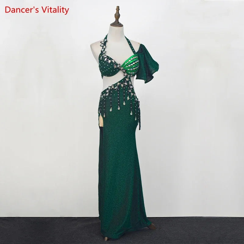 Belly Dancer Suit Diamond-Studded Bra Modal Long Skirt Performance Clothing Set Woman High-End Profession Competition Clothes