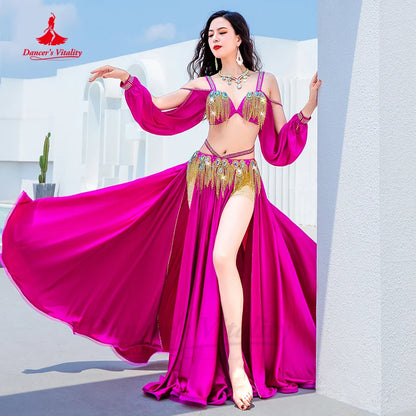 Belly Dance Costume Suit for Women Customsized Senior Bra Top+split Long Skirt 2pcs Female Children Oriental Dance Clothing