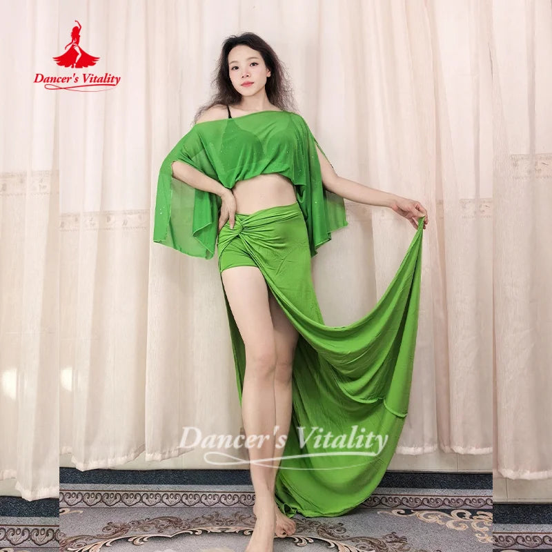 Belly Dance Practice Clothes Loose and Comfortable Top+sexy Long Skirt 2pcs Women's Oriental Dance Clothing Dancer's Vitality