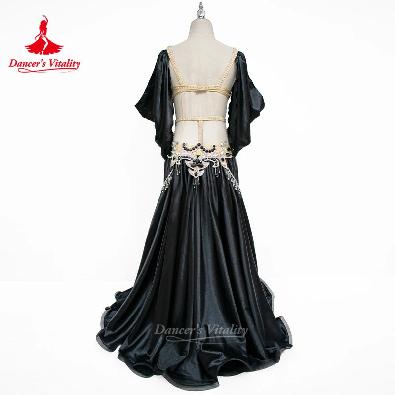 Belly Dance Set Customize Senior AB Stones Bra+Sexy Split Long Skirt 2pcs Oriental Dancing Competition Clothing Dance's Vitality