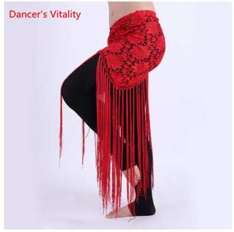 Hand-Made Clothes For Belly Dancing Women's Clothes For Dancing flowers Long Fringe Hand-Knitted Triangular Belt Belly Dance Hip