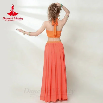 Bellydance Costume Senior AB Stones Bra+split Chiffon Long Skirt 2pcs for Women Customzied Oriental Belly Dancing Wear Suit