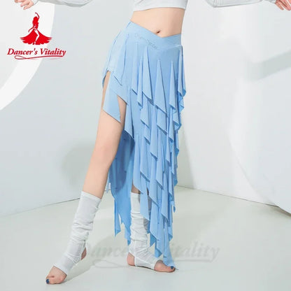 Belly Dance Cotume for Women Long Sleeves Top and Dynamic Fringed Skirt Group Practice Wear Outfit Girl's Bellydance Clothing