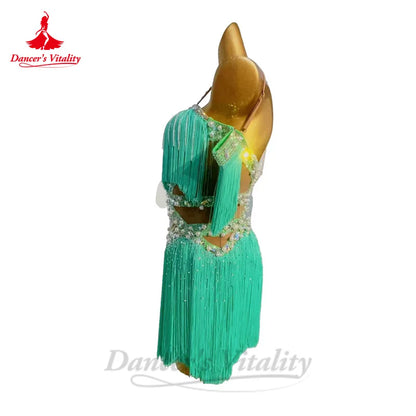 Latin Dance Performance Dress for Women Customsized AB Stones Rumba Chacha Tango Competiton Skirt Adult Child Latin Dresses