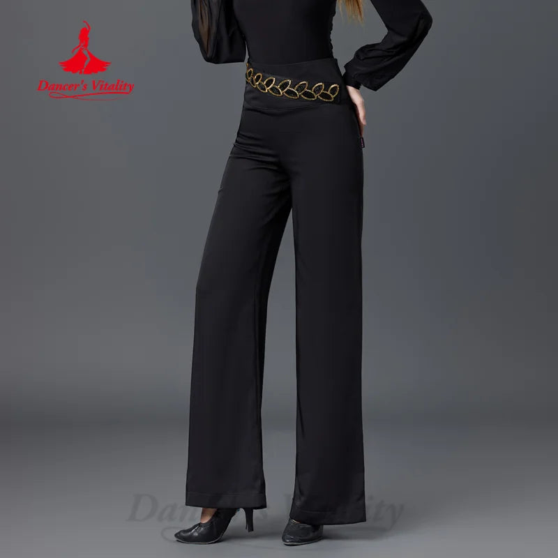 Latin Dancing Modern Dance Costume Customized High Waist Slim Straight Pants Tango Rumba Samba Professional Performance Clothing