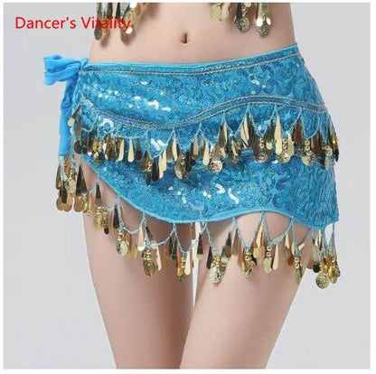 New Arrival Accessories For Dancewear With Sequins And Fringe, Elastic Mesh Ruffles, Women's Belts For Belly Dance, Scarf