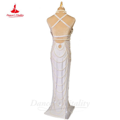 Belly Dance Professional Dress Customsized for Women Female Senior Pearl Dresses Shaabi Baladi Said Competiton Costume Dresses