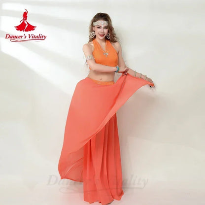 Bellydance Costume Senior AB Stones Bra+split Chiffon Long Skirt 2pcs for Women Customzied Oriental Belly Dancing Wear Suit