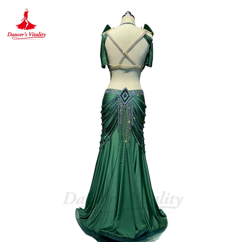 Belly Dance Performance Costume Suit for Women Spandex AB Stones Professional Clothing Custom Adult Child Belly Dance Outfit