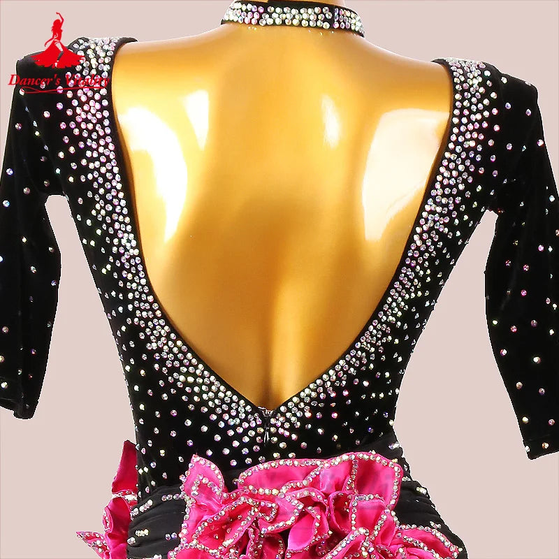 Latin Dance Performance Dress Customsized Adult Children Rumba Chacha Tango Competiton Costume Skirt Latin Dancing Dresses