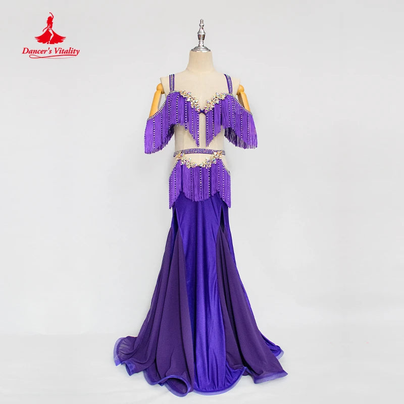 bellydance costume luxory cusomzied belly dancing performance bra+long skirt 2pcs women adult children Oriental Dance Clothing