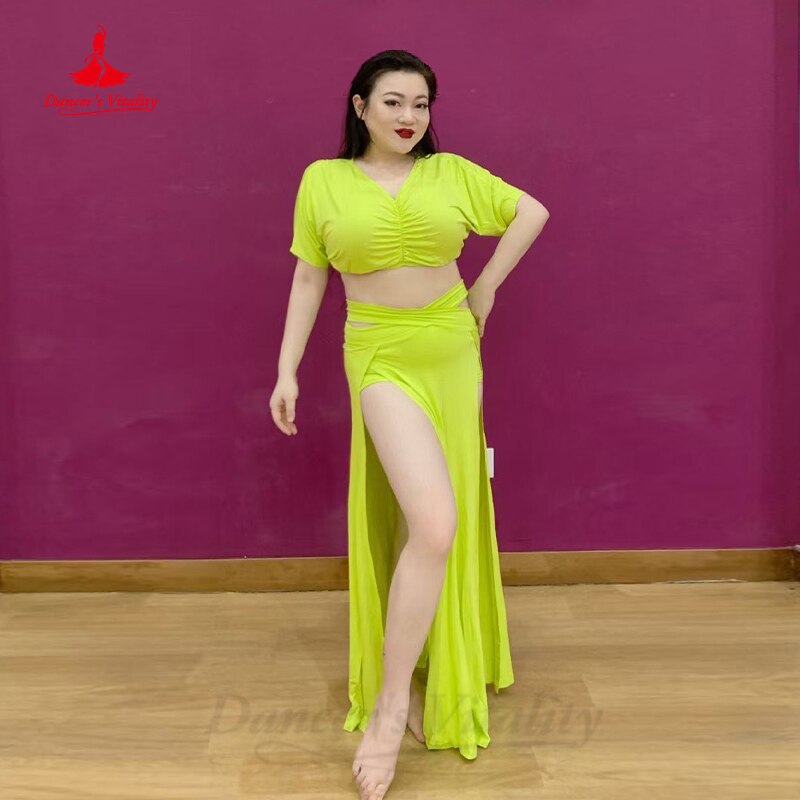 Belly Dance Costume Suit Women Children Oriental Dance Practice Clothes Short Sleeves Top+long Skirt 2pcs Bellydance Outfit