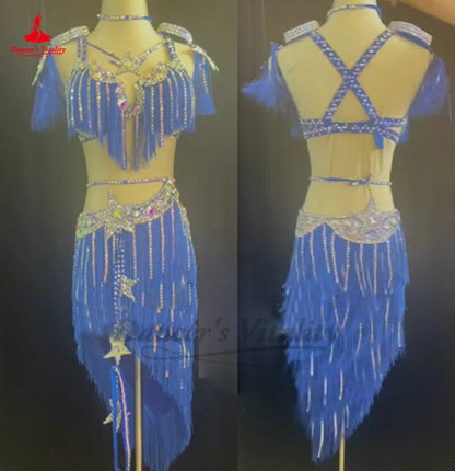 Belly Dancer Costume for Women Female Customsized Oriental Bra Top+short Skirt 2pcs High-end Belly Dancing Competitoin Suits