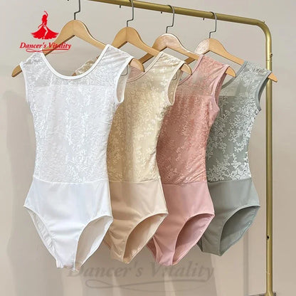 Ballet Dance Leotard for Women Adult Sleeveless Lace Training Suit Yoga Jumpsuit Basic Gymnastics Girl Ballet Dancing Leotards