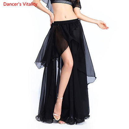 Professional Competition Sexy Chiffon For Women Belly Dance Skirt Maxi Costume Dancer Dress11 Color; Free Shipping