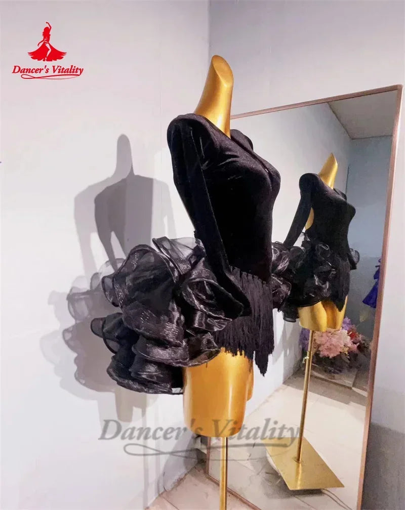 Latin Dancing Costume for Women Customsized Rumba Chacha Tango Performance Clothing Skirt Adult Children Latin Dancing Dresses