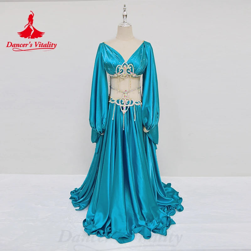 Belly Dance Performance Dress Senior Satin Bra+long Skirt 2pcs for Women Bellydance Competiton Costume Oriental Wear Outfit