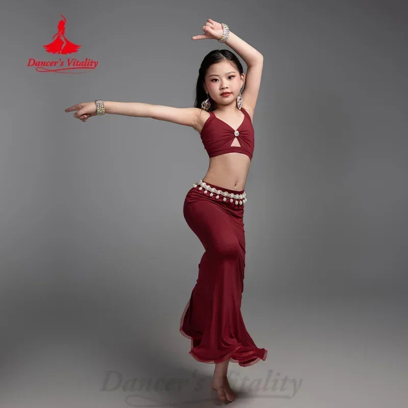 Belly Dancer Costumes Children's Elegant and Comfortable Training Suit Kid Oriental Dancing Practice Clothes Dancer's Vitality