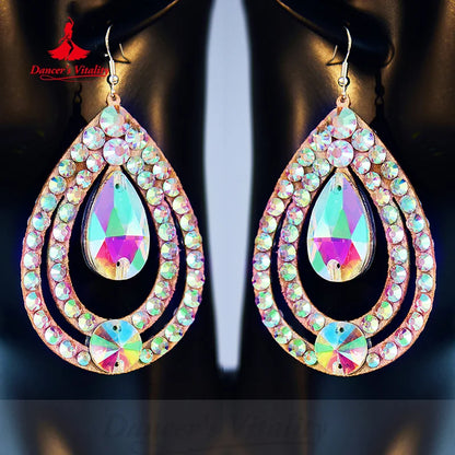 Belly Dancing Performance Earrings Customized Luxury Rhinestones Earring Moderndance Oriental Dance Competition Accessories