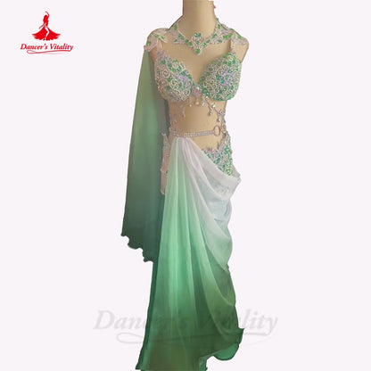 Belly Dance Costume Women High-End Custom Senior Bra+Tencel Long Skirt 2pcs Female Children Oriental Belly Dancing Wear Outfit