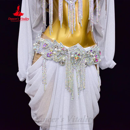 Belly Dancing Set Women's Customized Luxury Rhinestone Professional Performance Costumes Oriental Dance Competition Clothing