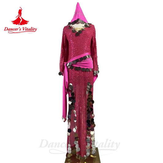 Belly Dance Performance Costume for Women Customsized Sequins Competiton Clothing Adult Child Bellydance Baladi Shaaib Robes